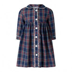 NEW RACHEL RILEY girl's tartan button front dress and bloomers set in navy